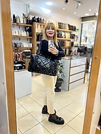 Extra Büyük Omuz çantası Siyah rugan (eni 44cm boyu 32 cm)