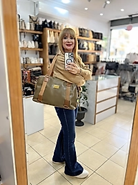 Extra Büyük Omuz çantası Vizon Taba Renk  (eni 44cm boyu 32 cm)