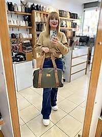 Extra Büyük Omuz çantası Haki Taba Buzzy (eni 44cm boyu 32 cm)